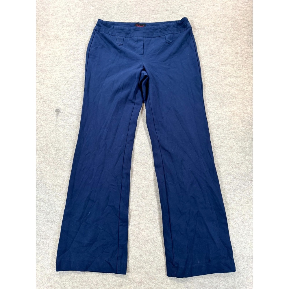 Rekucci Womens 14 Navy Blue Wide Leg Pants RE1029 Stretch Business Career